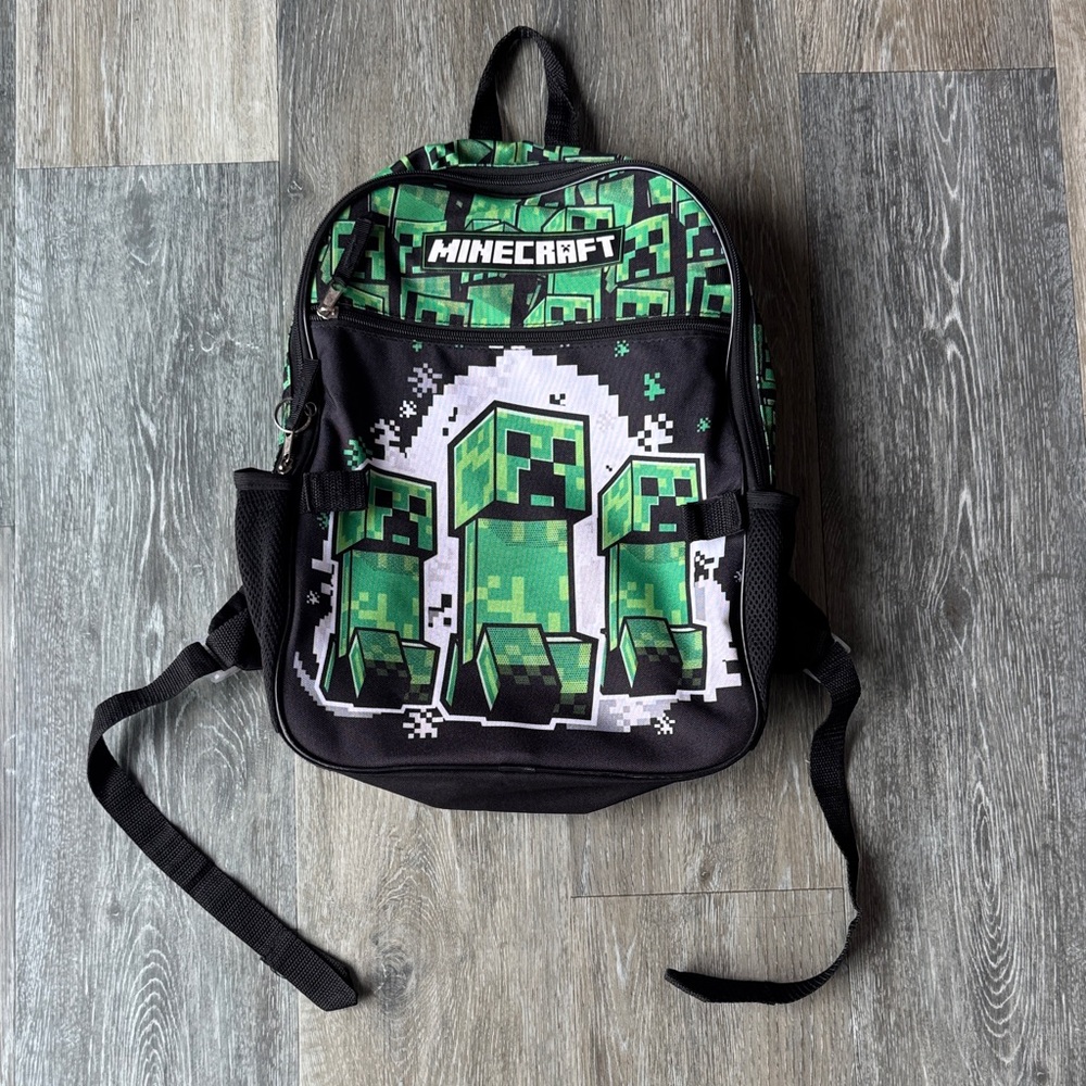 Minecraft Kids Creeper Backpack in Black and Green